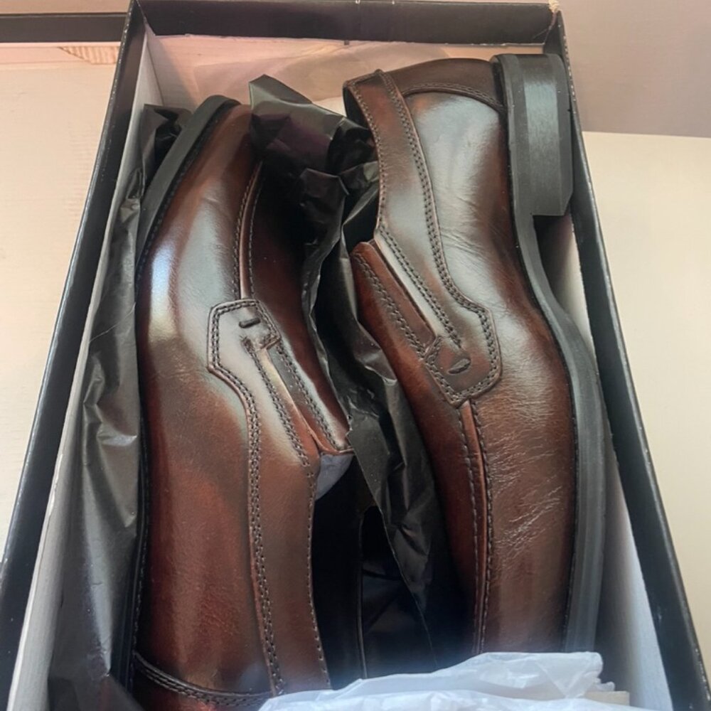 NEW Natha Studio Mens Brown Leather Dress Casual Slip On Loafers 10.5M
